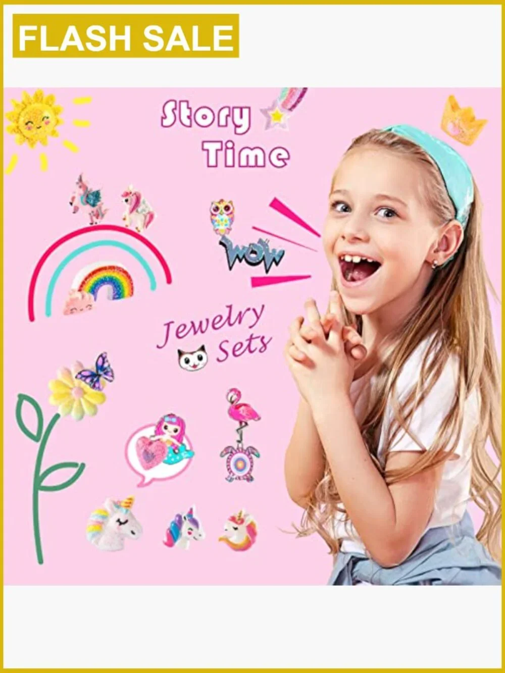 Kids Jewelry Set - 6 Necklaces 12 Rings 12 Bracelets Dress Up Play